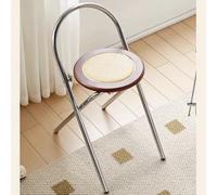 Taburete plegable de madera de ratán, silla de bar, silla redonda de metal, taburete de jardín, ahorro de espacio, asiento de 50 cm de altura, color nogal, perfecto para uso en exteriores e interiores