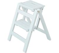 Taburete plegable de madera, escalera de 2 pasos con superficie antideslizante, reposapiés multiuso portátil compacto para cocina, baño, jardín, decoración del hogar, diseño de ahorro de espacio, cons