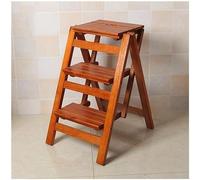 Taburete Plegable de Madera Maciza de 3 peldaños, Escalera, Silla móvil Multifuncional para Interiores, Taburete Escalonado versátil. Disponible en Acabado Blanco y marró