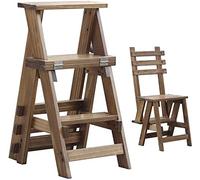 Taburete Plegable de Madera Maciza de 3 peldaños - Silla Tipo Escalera Multifuncional para Cocina y Oficina - Diseño Que Ahorra Espacio, fácil Almacenamiento, Resistente.