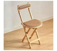 Taburete plegable de madera maciza gruesa, asiento y respaldo tejidos de ratán, acolchado de espuma suave, diseño compacto y plegable, grosor plegado de 9 cm, capacidad de carga máxima, ideal para