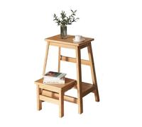 Taburete plegable de madera maciza, silla multifuncional de 2 capas para cocina, dormitorio y sala de estar, diseño de banda de rodadura resistente, acabado de madera que ahorra espacio