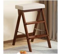Taburete plegable de madera portátil de 3 escalones, taburete multifuncional de bambú para gabinete de cocina para adultos