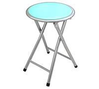 Taburete Plegable de Metal y Asiento de PVC Acolchado con Cierre de Seguridad en Verde 30x45cm