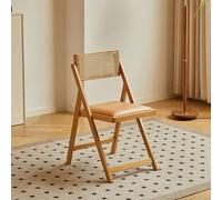 Taburete plegable de mimbre portátil que ahorra espacio con respaldo transpirable, ideal para espacios pequeños y restaurantes (color original, 45 cm)