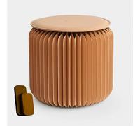 Taburete plegable de papel de panal con cojín de cuero, taburete portátil y mesa auxiliar decorativa para sala de estar y dormitorio