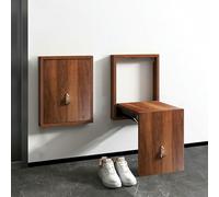 Taburete plegable de pared, cambiador plegable con reposapiés oculto, mango de cuero para instalación en el hogar