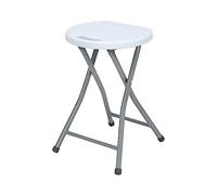 Taburete Plegable de Resina y Acero 31x45 cm Blanco GH91
