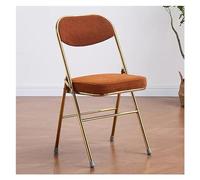 Taburete plegable de terciopelo naranja, asiento acolchado grueso, marco de acero resistente, ideal para comedor, oficina, sala de estar, eventos e invitados, diseño cómodo y elegante