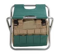 Taburete plegable de uso intensivo con bolsa de almacenamiento desmontable, taburete de jardín tipo mochila para jardineros, silla portátil de herramientas de tela Oxford 600D con (Plata)