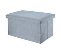 Taburete plegable Intirilife 49X30X30Cm de almacenamiento con de lino - Reposapiés de almacenamiento plegable