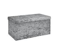 Taburete plegable Intirilife 76X38X38Cm Asiento de terciopelo con almacenamiento y con cubierta de terciopelo - Reposapiés de almacenamiento plegable Cofre taburete