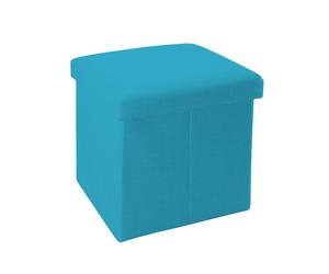 Taburete Plegable Intrilife 30x30x30 cm con de Almacenamiento y de Lino - con Reposapiés y de Almacenamiento