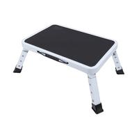 Taburete plegable ligero de acero al carbono con superficie antideslizante, altura ajustable de 8 a 10 pulgadas, patas antideslizantes, perfecto para cocina, baño y uso doméstico