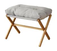Taburete plegable moderno gris con patas en X con cojín suave, reposapiés acolchado multifuncional para oficina para el hogar y la sala de estar