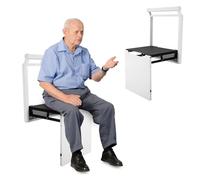 Taburete Plegable Montado En La Pared Ultra Delgado E Invisible, Resistente hasta 200LB, Asiento Plegable para Ahorrar Espacio para Pasillo,White with armrests