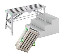 Taburete plegable multifuncional con altura ajustable, 5 posiciones de engranaje, 15.7 pulgadas de ancho, ideal para trabajos de mejora del hogar y mantenimiento, tamaño conveniente de 180 x 40 cm
