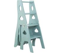 Taburete plegable multifuncional de madera de 4 escalones, silla de escalera versátil para biblioteca, estantería y uso en comedor, diseño que ahorra espacio para el hogar y la oficina