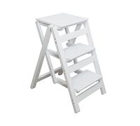 Taburete plegable multifuncional, escalera portátil de 3 escalones para biblioteca doméstica y cocina, diseño versátil de madera en blanco y varios colores