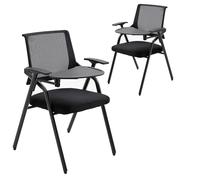 Taburete Plegable (Paquete de 2), Banqueta Plegable, con Reposabrazos y Tablero, Aptas para Aulas, Formación y Conferencias(Black)