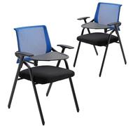 Taburete Plegable (Paquete de 2), Banqueta Plegable, con Reposabrazos y Tablero, Aptas para Aulas, Formación y Conferencias(Blue)