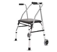 Taburete plegable para andar con 2 ruedas, marco para caminar para adultos mayores, ligero, altura ajustable, compacto con asiento