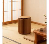 Taburete plegable portátil con cojines de poliuretano, versátil banco de zapatos multiusos y mesa auxiliar, compacto y fácil de almacenar, elegante diseño marrón (37 cm)