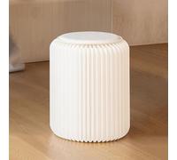 Taburete plegable portátil con diseño de panal con cojín de poliuretano, fuerte capacidad de carga, versátil banco de zapatos, mesa auxiliar o mesita de noche, color blanco, L: 44 cm