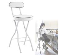 Taburete plegable portátil con respaldo, silla plegable acolchada de poliuretano, taburetes altos para cocina, uso al aire libre, cafetería, 55 cm, diseño que ahorra espacio