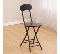 Taburete plegable portátil con respaldo, taburete plegable de madera para cocina y uso doméstico, silla estable de altura ajustable con reposapiés, acabado de nogal, 75 x 45 cm (negro)