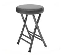 Taburete plegable portátil de 18 pulgadas, redondo, acolchado, para cocina, bar, asiento plegable ligero para comedor, dormitorio, baño, asiento cómodo gris y negro