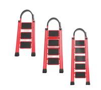 Taburete Plegable Rojo de 4 escalones/47 Pulgadas, Escalera telescópica portátil Acero Resistente, Ligera, con empuñadura en Forma U(4 Step)