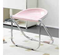 Taburete plegable, silla de maquillaje acrílica portátil, altura ajustable para el hogar y la oficina, fácil de plegar para un uso rápido