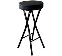 Taburete Plegable sin Respaldo de 60 cm con Estructura de Metal | Asiento Acolchado | Diseño portátil | para Cocina, Bar y Sala de Estar | Negro