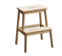 Taburete Plegable Taburete de Escalera de Madera Maciza de Doble Capa, Alto y bajo, Banco for Cambiar Zapatos, Escalera de Escalada Interior for Uso doméstico. Escalera(Wood Color)
