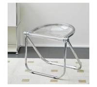Taburete plegable transparente de 18.5 pulgadas para sala de estar, taburete de baño plegable de maquillaje compacto, barra de galvanoplastia acrílica asiento pequeño para fotos (transparente)