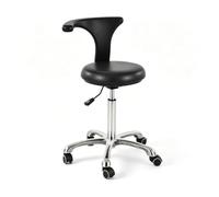 Taburete Profesional Asistente Dental reposabrazos Altura Ajustable，B4 | Taburete ajustable con respaldo y base de acero inoxidable, ergonómico, para usos dental, hospitalario, bar y salón.