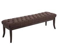 CLP Taburete Pie De Cama Ramses En Tela | Banqueta Altura De Asiento: 46 cm | Banco De Entrada con Base En Madera Oscura Antigua I Color:, Color:marrón, Tamaño:150 cm