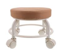 Taburete Redondo con Ruedas Aplicables Marrón, Asiento bajo Giratorio 360°