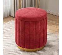 Taburete redondo de almacenamiento para maquillaje, taburete otomano acolchado suave, funda extraíble, reposapiés, asiento elegante para sala de estar y dormitorio, altura de 44 cm de diámetro, 34 cm