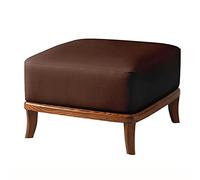 Taburete redondo de cuero con patas de madera maciza, asiento moderno de primera calidad para sala de estar, reposapiés otomano y taburete de sofá