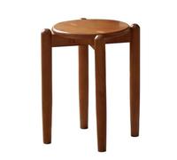 Taburete redondo de madera maciza, banco de comedor apilable para el hogar y la oficina modernos, construcción de madera gruesa, juego de 4