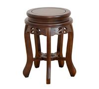 Taburete redondo de madera maciza vintage, silla de comedor, diseño tallado hueco, no requiere montaje, decoración rústica para el hogar, acabado marrón, 30 x 45 cm