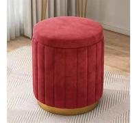 Taburete redondo de maquillaje, reposapiés bajo tapizado con funda extraíble y base de metal para almacenamiento en la sala de estar