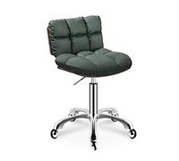 Taburete redondo de piel sintética con 5 ruedas, altura giratoria de 360°, ajustable de 47 a 23.6 in, para spa, salón de dibujo, tatuaje, oficina, taburetes de masaje, silla de trabajo (respaldo verde