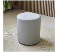 Taburete redondo de piel sintética minimalista para cambiador de zapatos para sala de estar, asiento de maquillaje, pequeño taburete gris para dormitorio, vestidor, mueble compacto