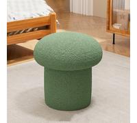 Taburete Redondo De Tela De Lana De Cordero Con Forma De Hongo, Taburete De Madera Maciza, Taburete Suave Con Reposapiés Para Sala De Estar, Dormitorio, Estudio, Cocina Y Balcón,Light green,Small
