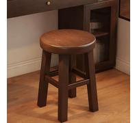 Taburete redondo de tocador，Silla de Maquillaje ，taburetes reposapies，con pies Antideslizantes, Sin Respaldo ，Para Sala de Consulta, Sala de Estar, Barra de Cocina,Patas de madera maciza(Walnut)