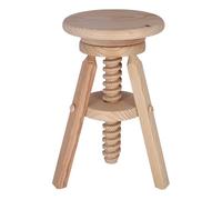 Well Home MOBILIARIO & DECORACIÓN Taburete Redondo Giratorio en Madera, Acabado SIN Barniz, 29x29x64 cm
