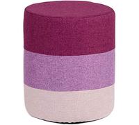 Taburete redondo otomano con funda extraíble, reposapiés tapizado de algodón con diseño de protección antideslizante para pies, color rosa